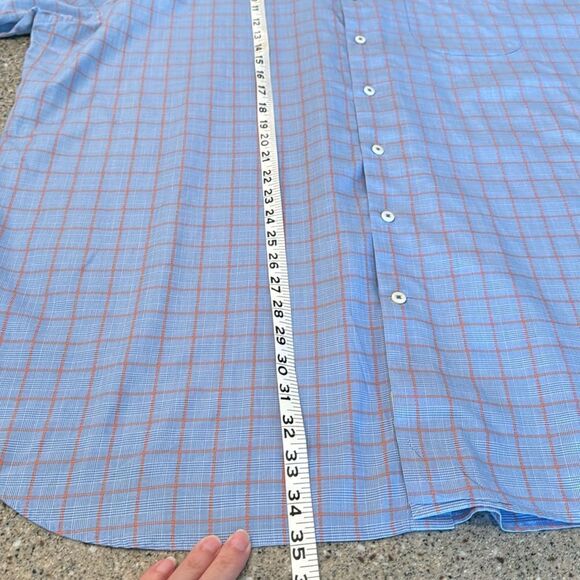 PETER MILLAR Blue & Orange Check Button Down Shirt - Picture 7 of 9